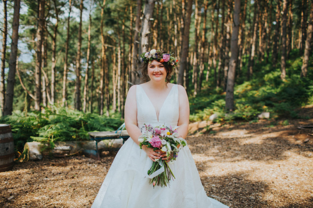 bride in woodland
