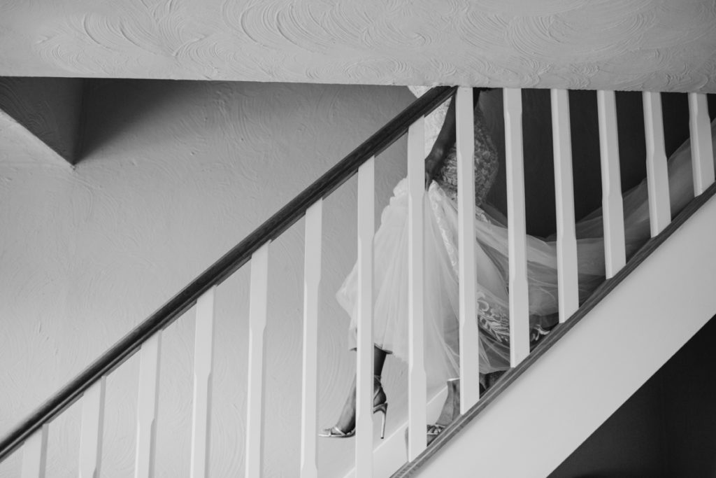 bride coming down stairs