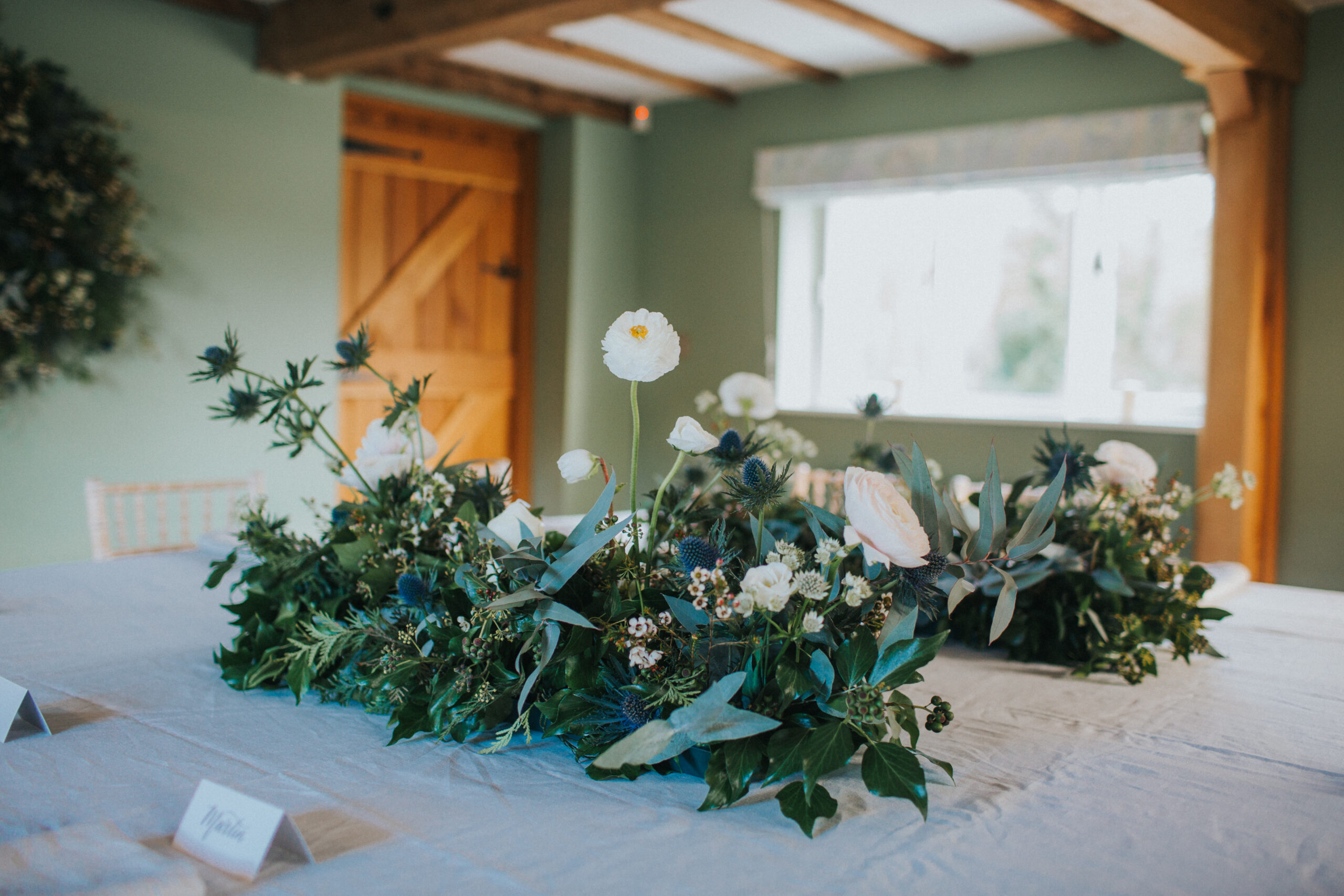 stunning florals in bride's parent's dining room