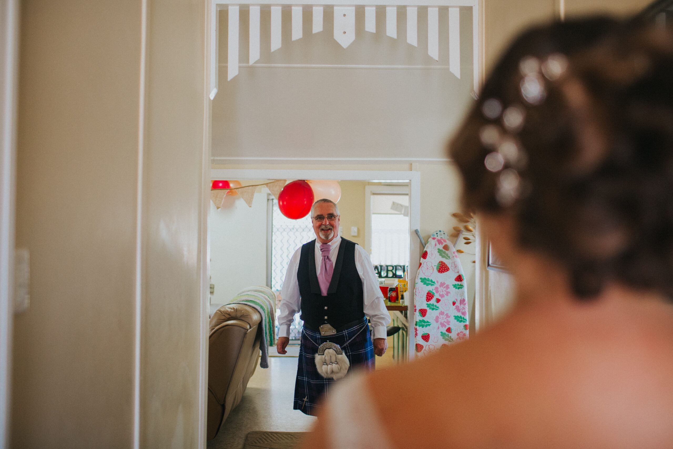 dad seeing bride in dress