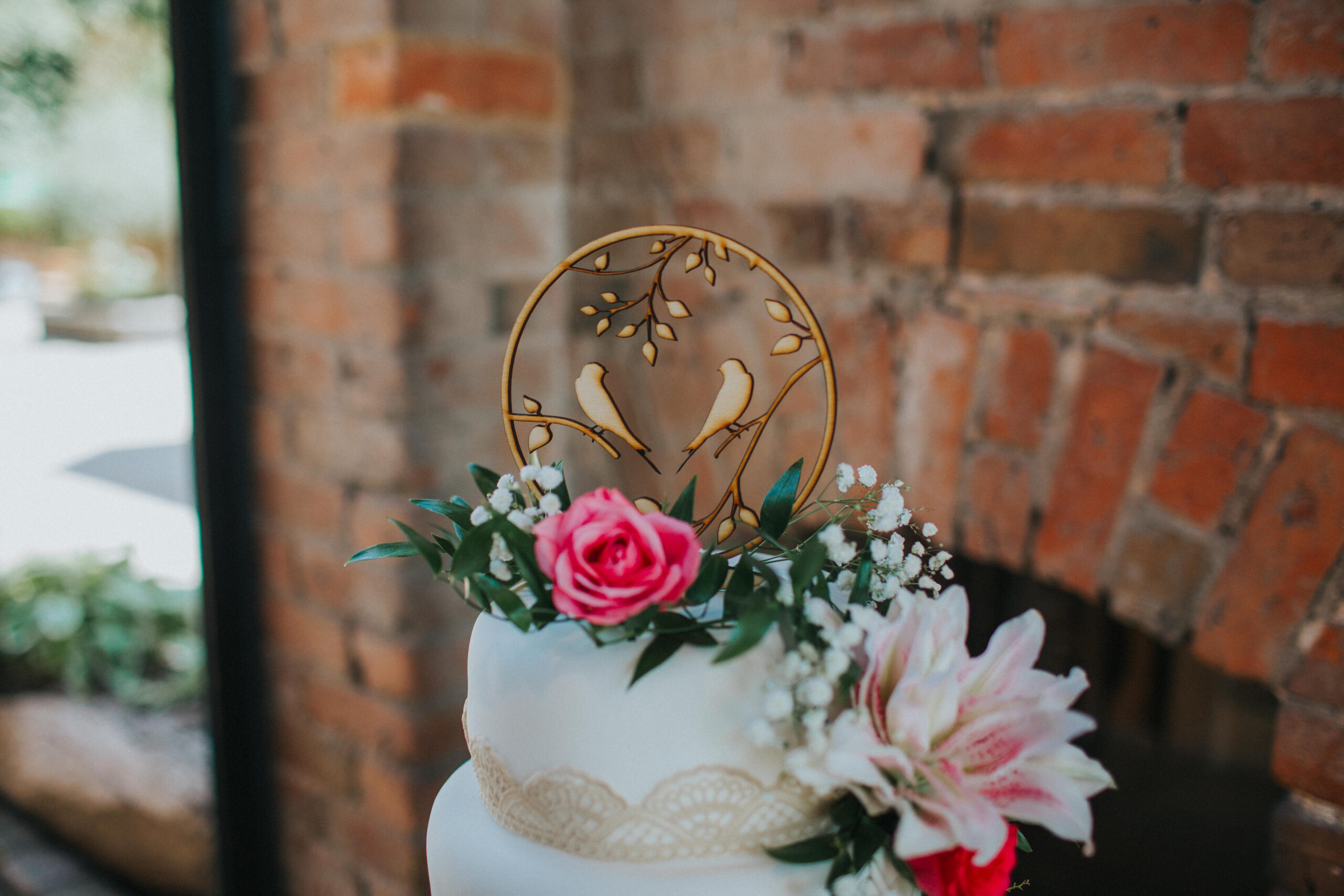 wooden wedding cake topper
