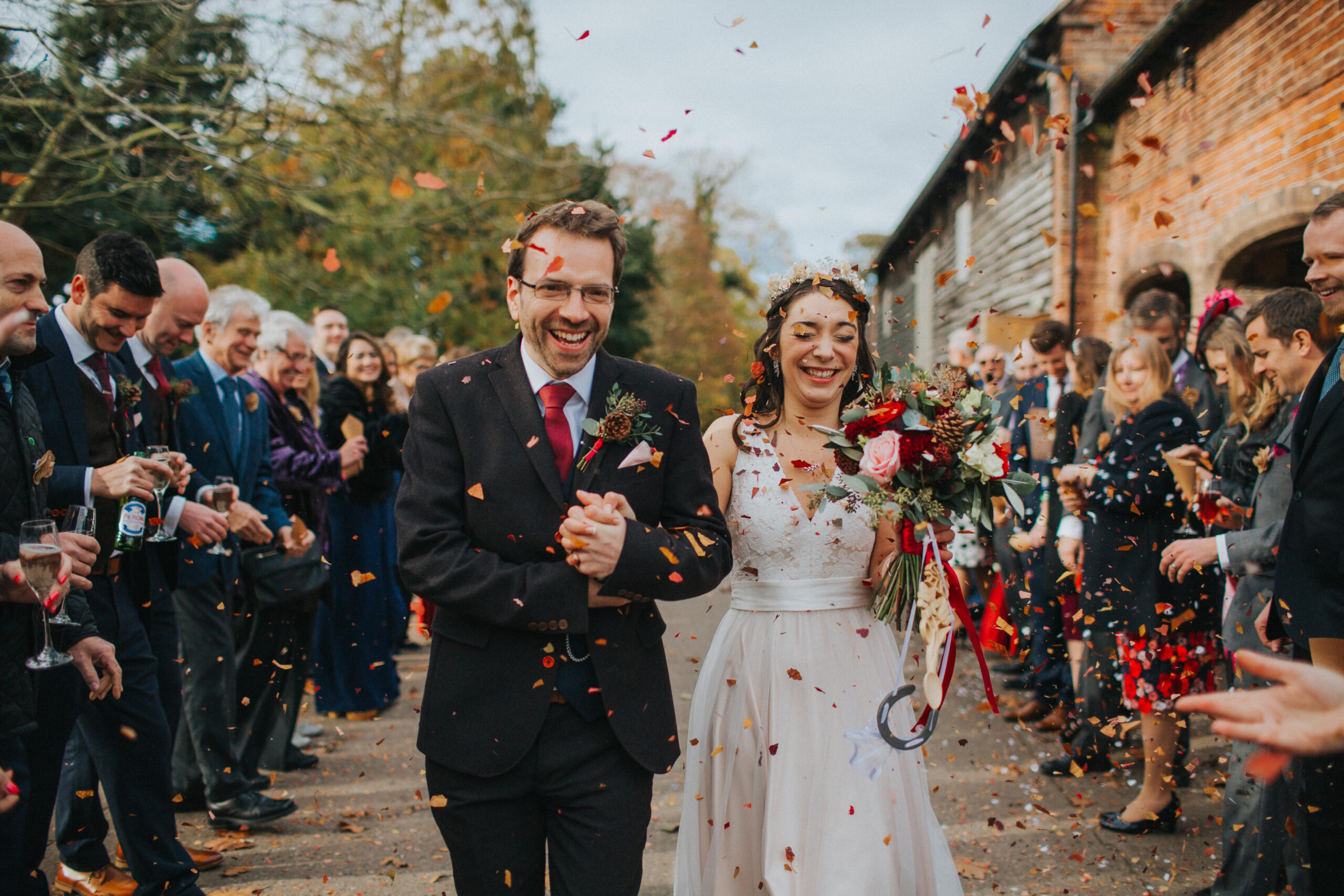 Bridal party embraces the warmth of fall at Shropshire venue