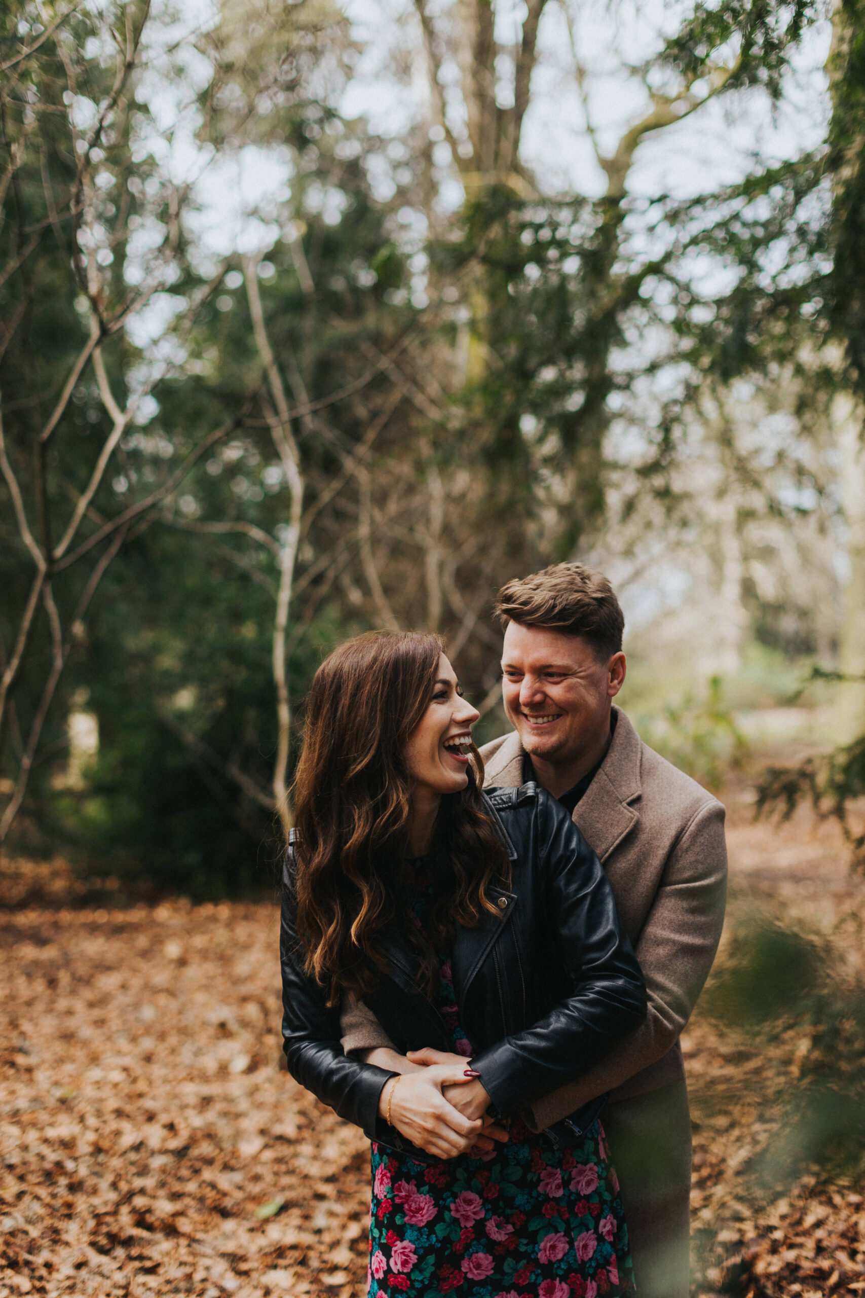 Bride and groom-to-be enjoy a fun and relaxed photo session