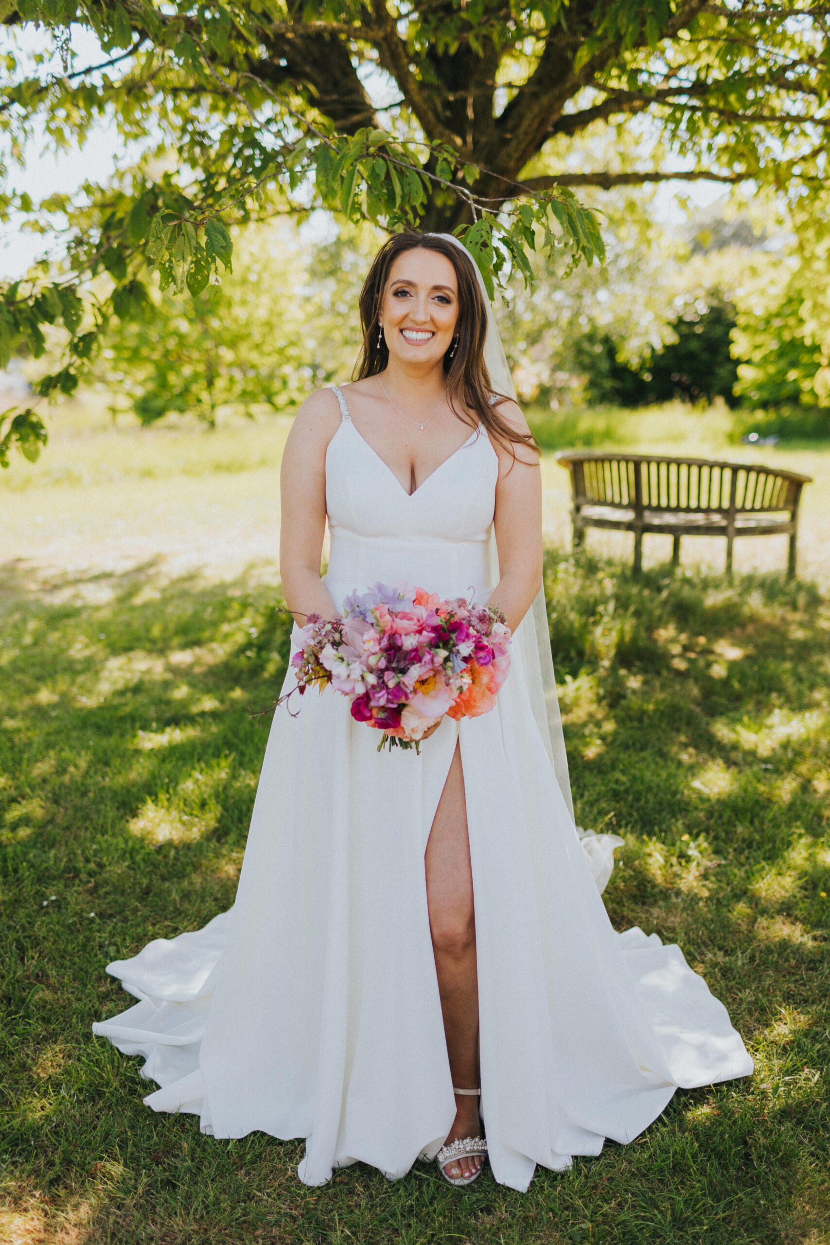 bride in orchard at Hencote Estate