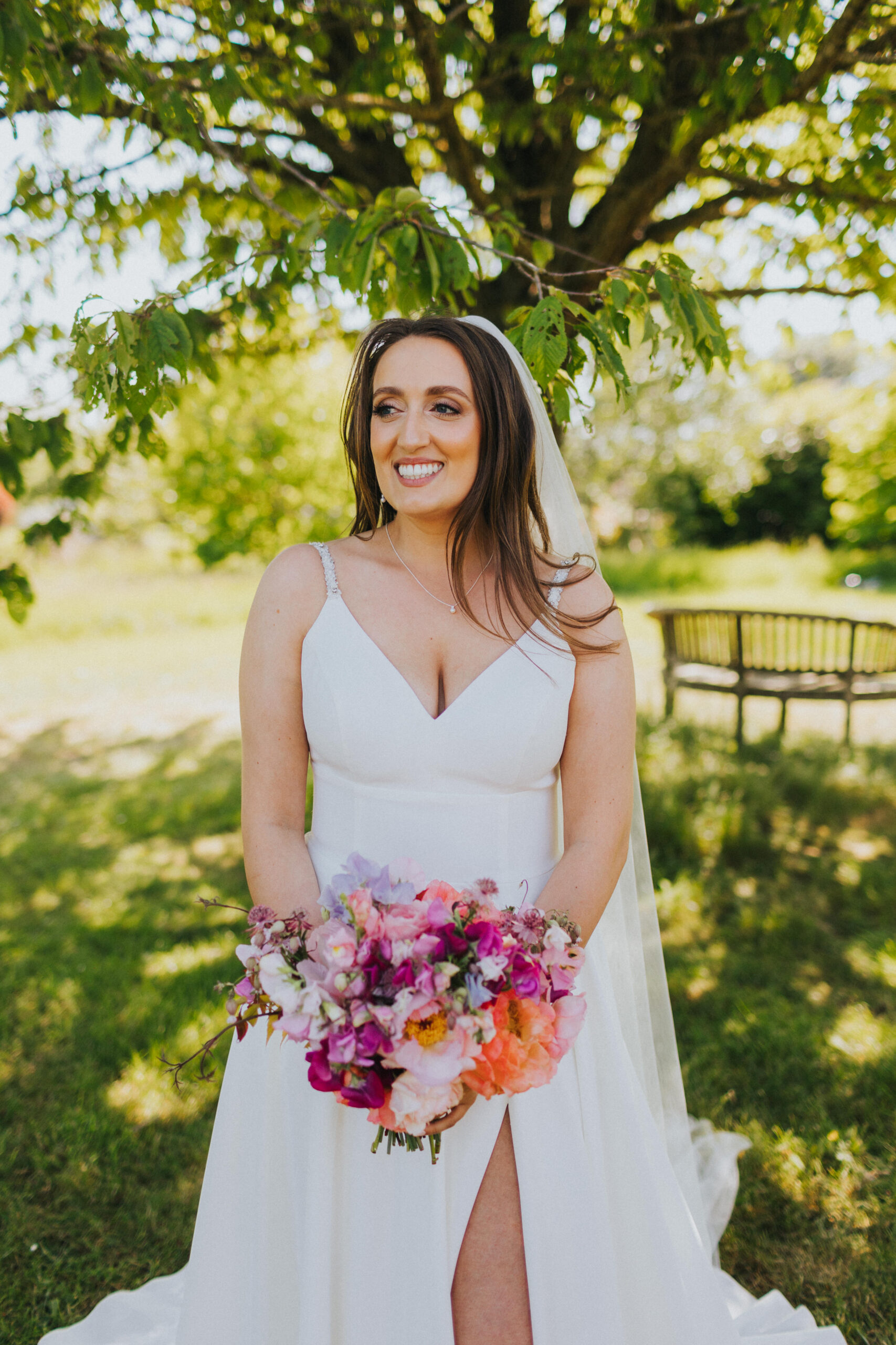 bride in orchard at Hencote Estate