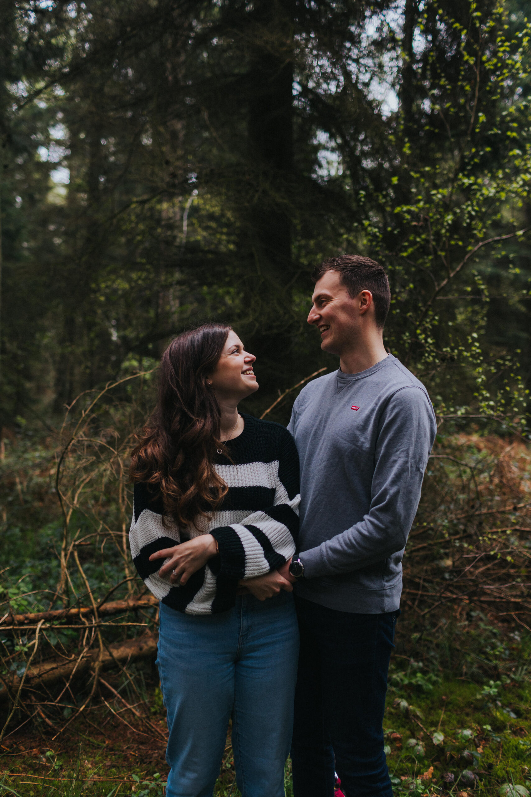 Couple sharing a romantic moment during their engagement shoot