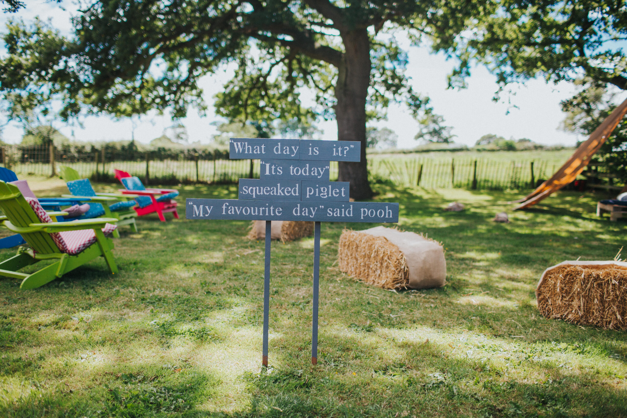 Decorated haybales for lounging