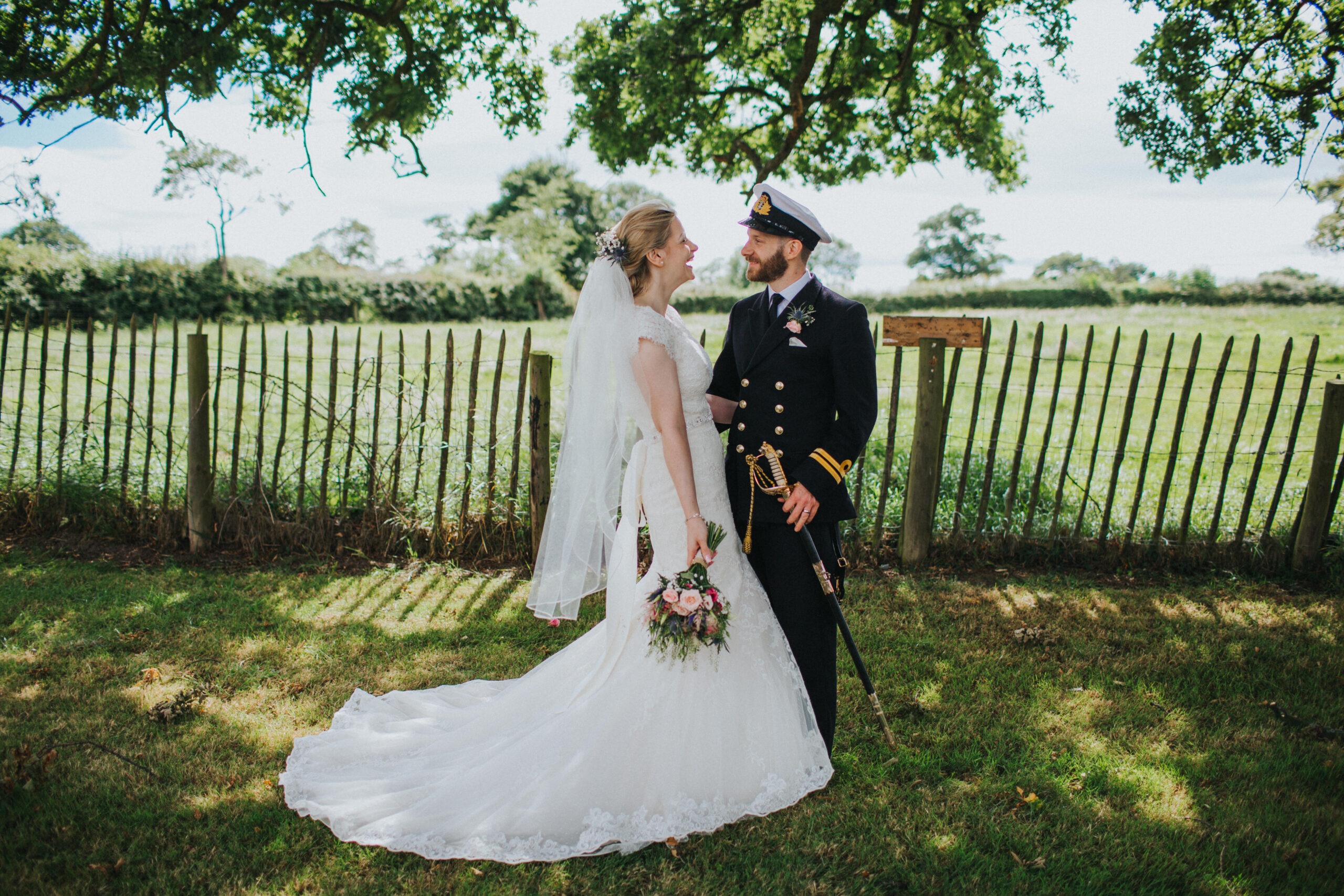 Candid moment between the Bride and Groom