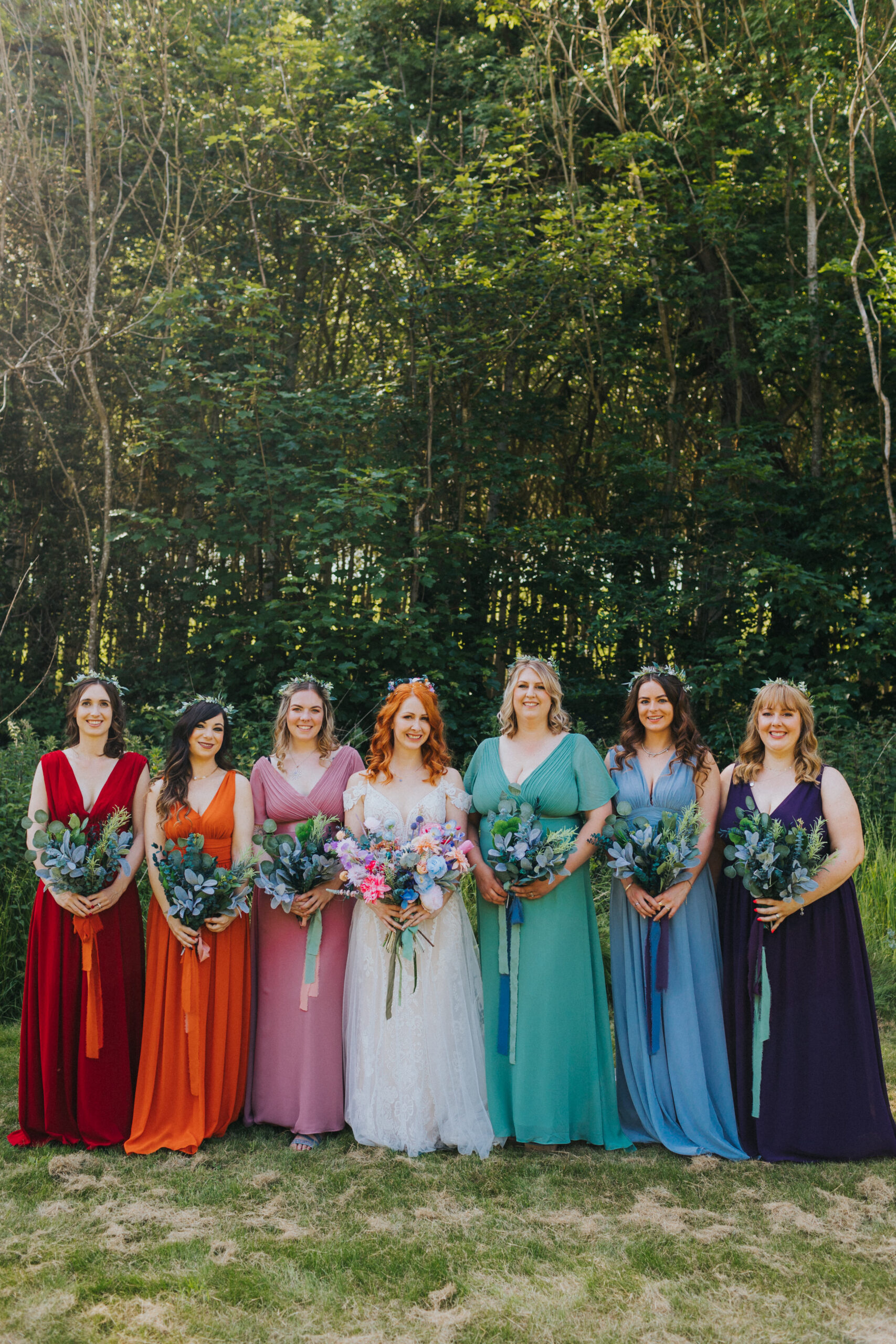 colourful bridesmaids