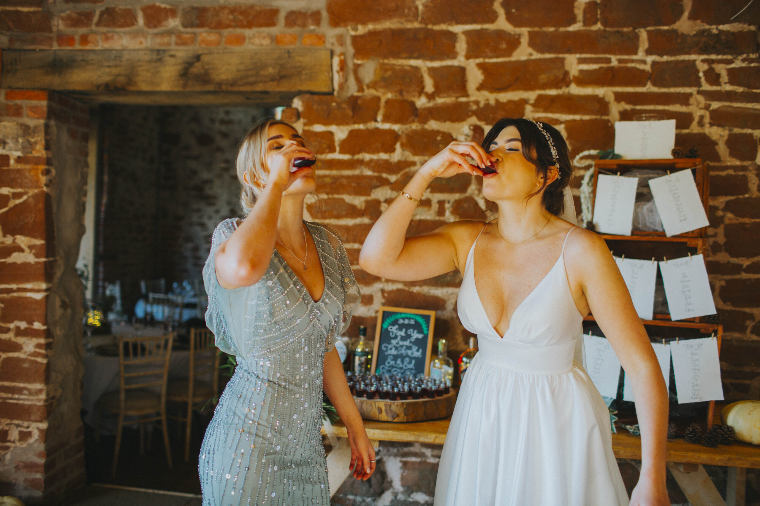 bride doing shots