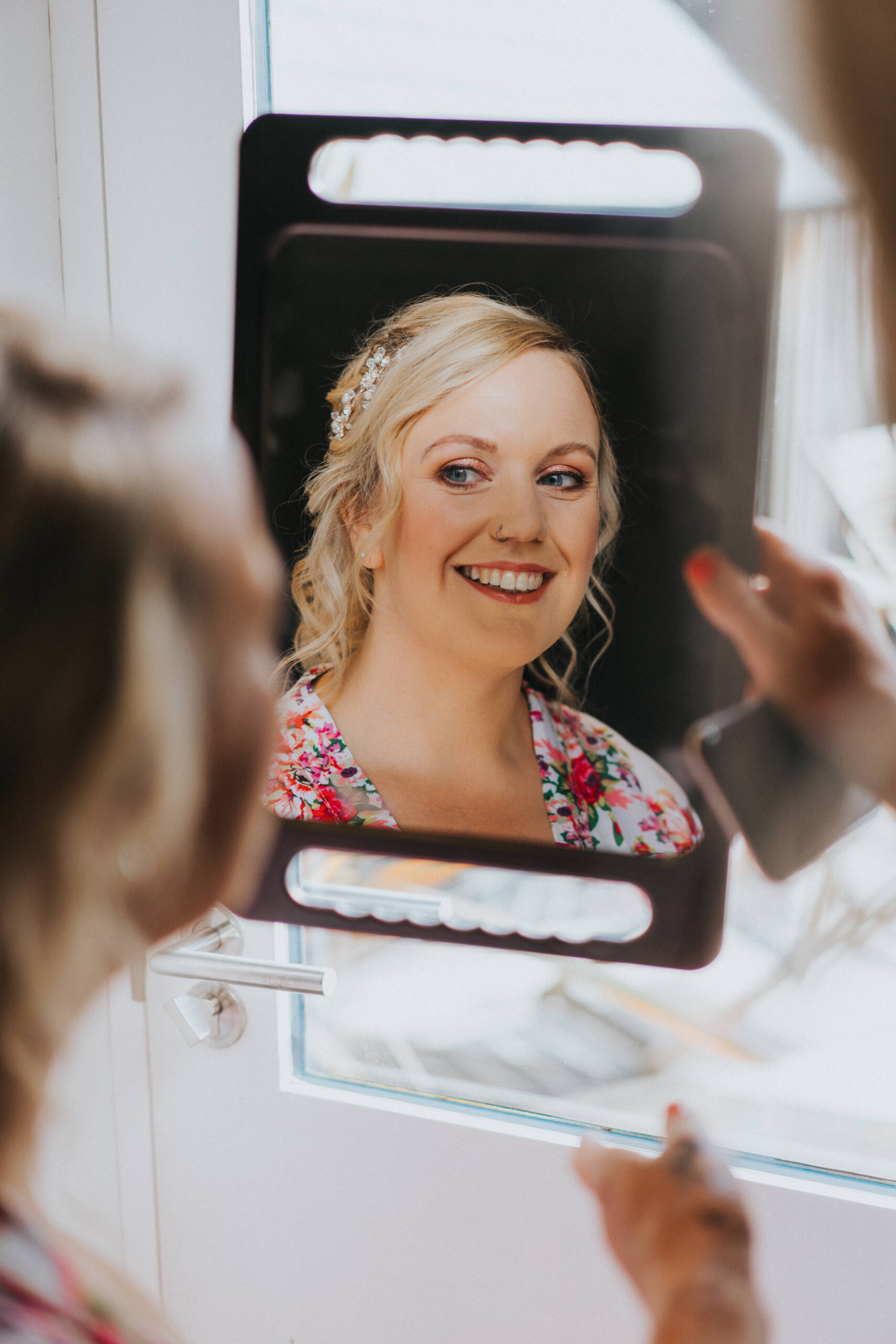 bride in mirror