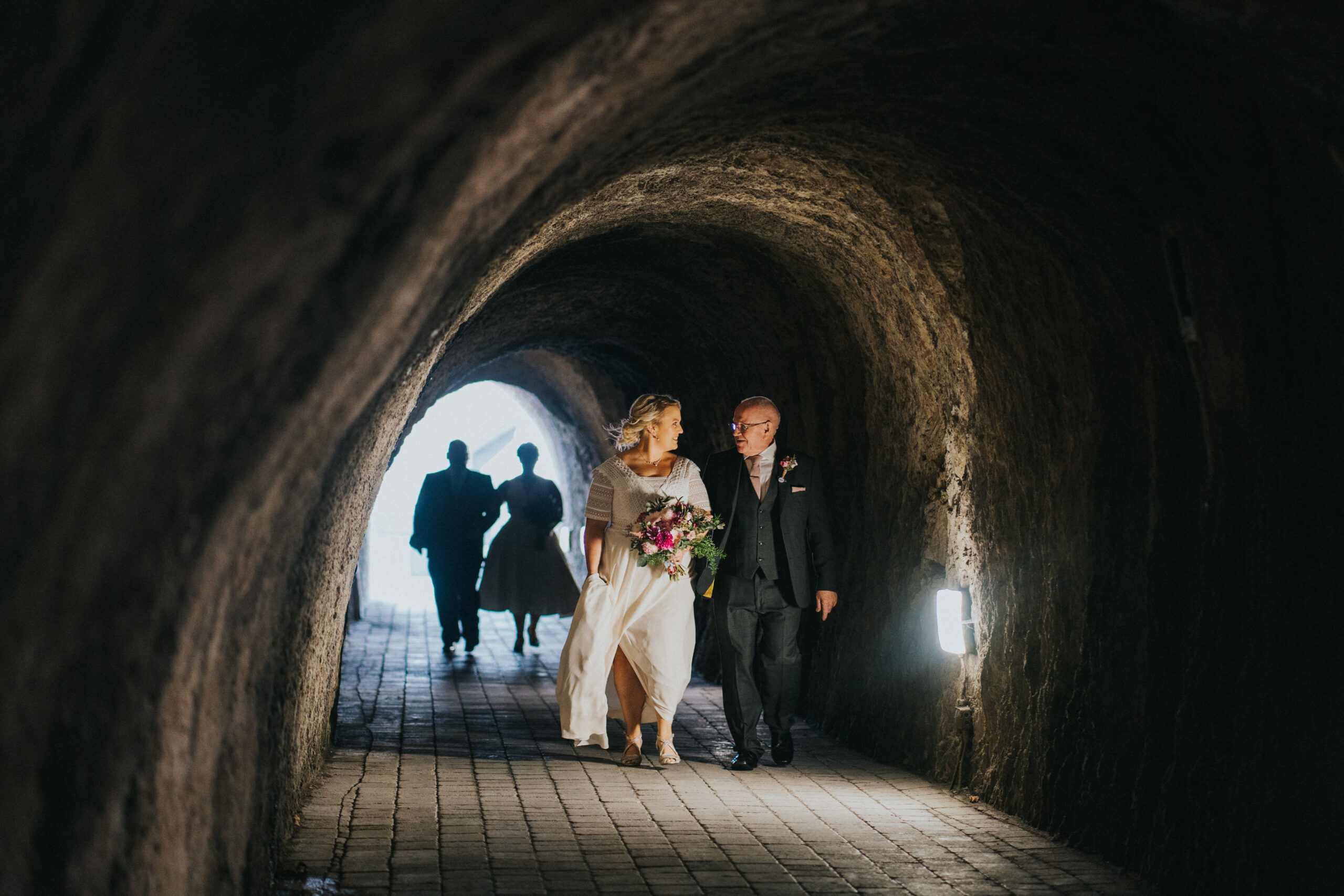 bride in tunnel