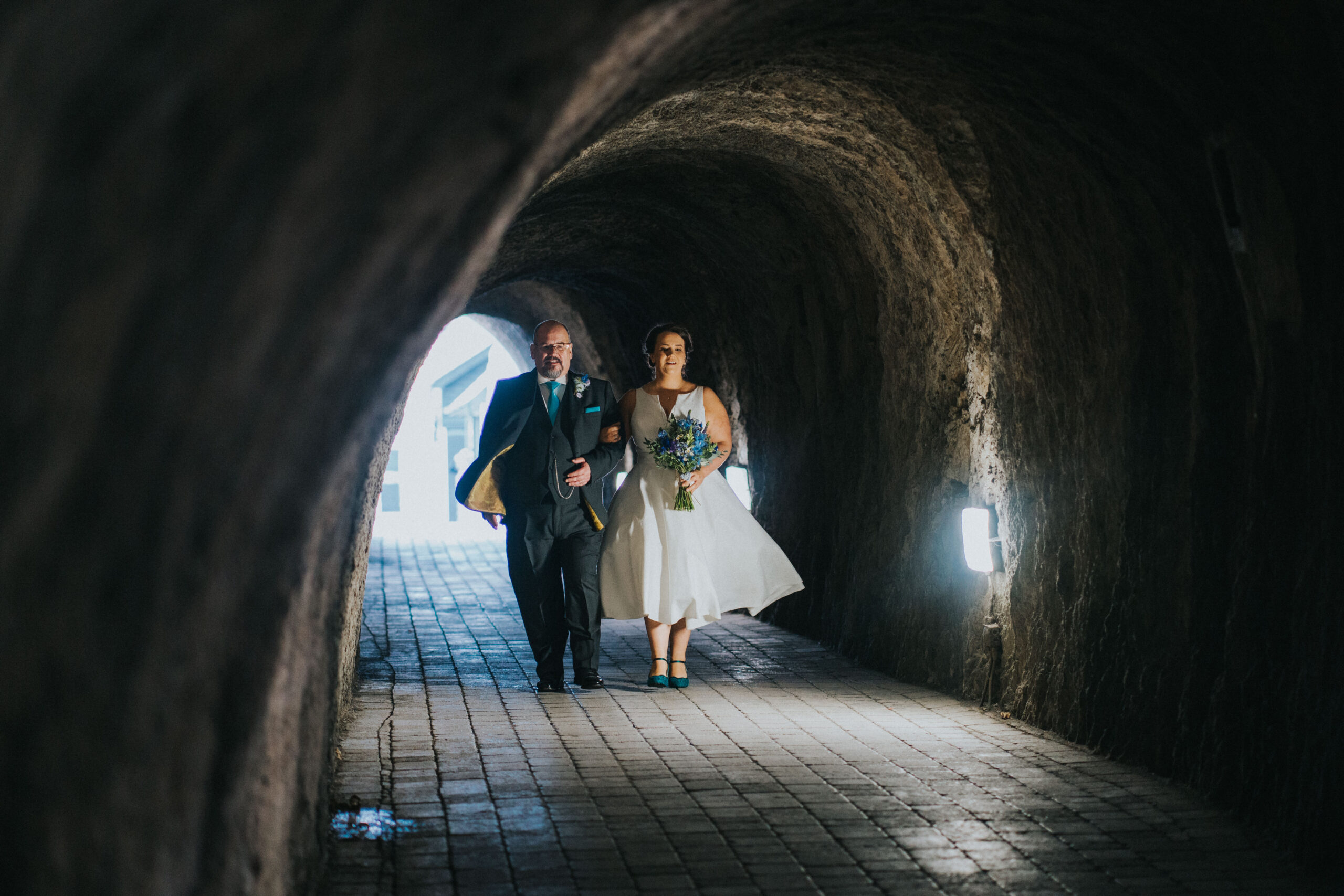 bride in tunnel