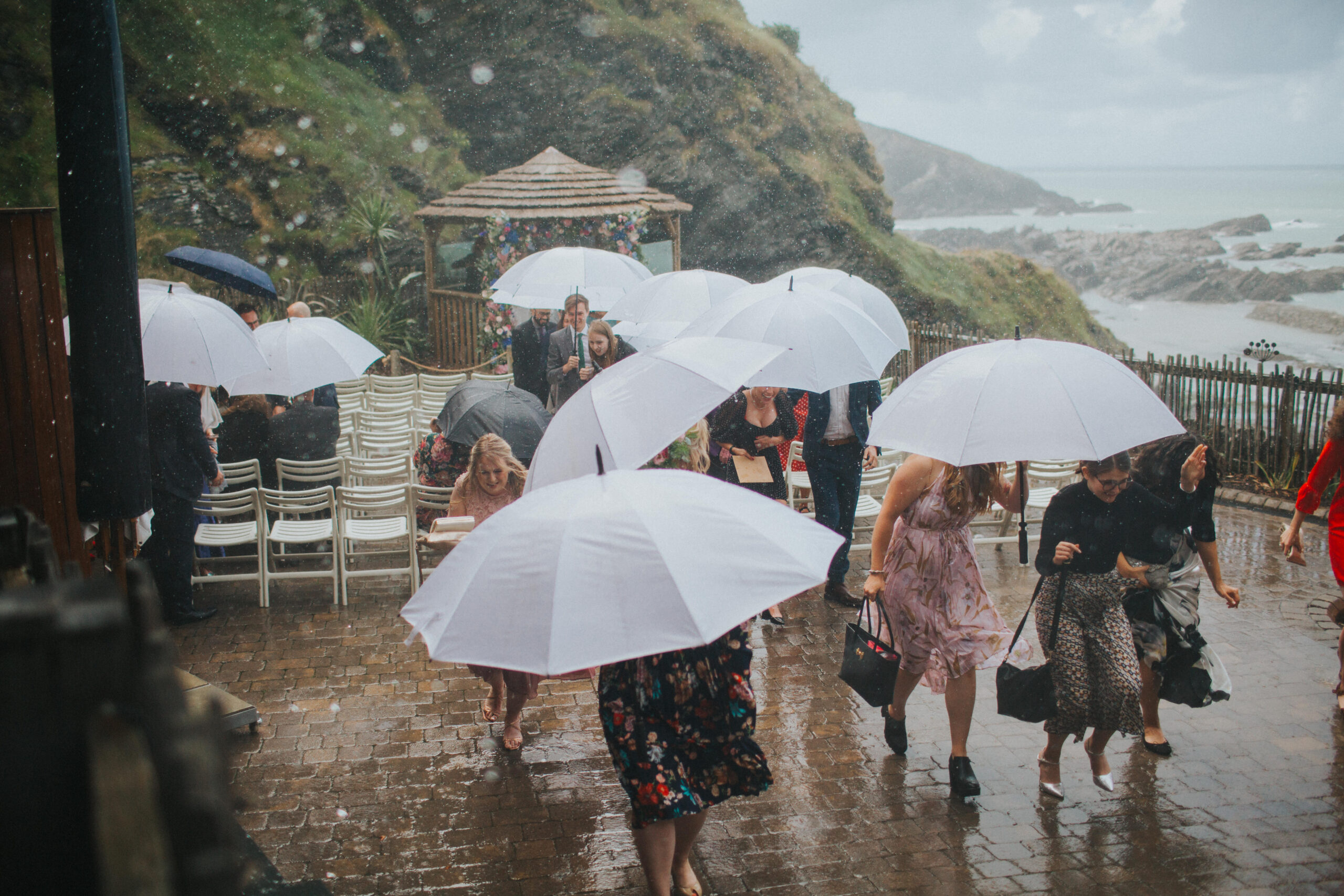 rainy wedding at tunnels beaches